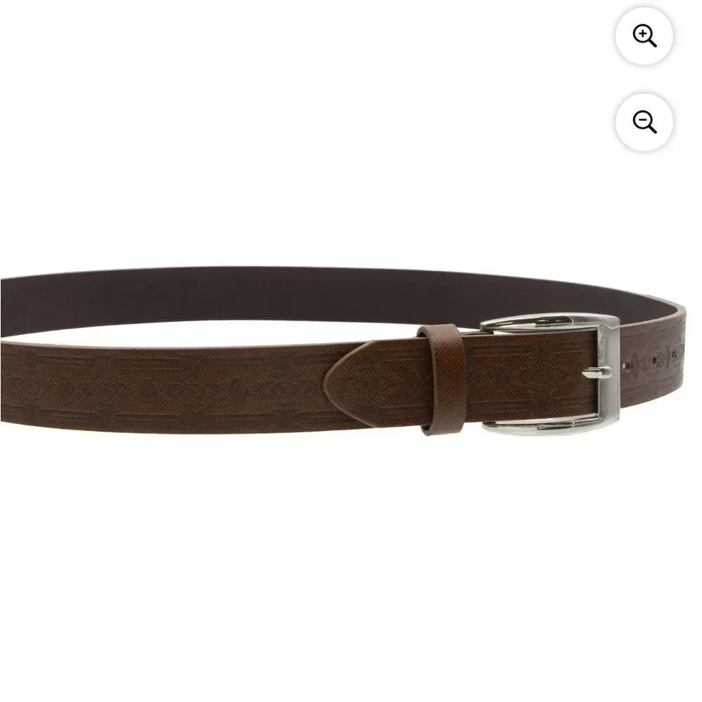 Canyon Sky Men's Leather Belt 2 pc Set Embossed Brown & Black Size 42 New in pkg